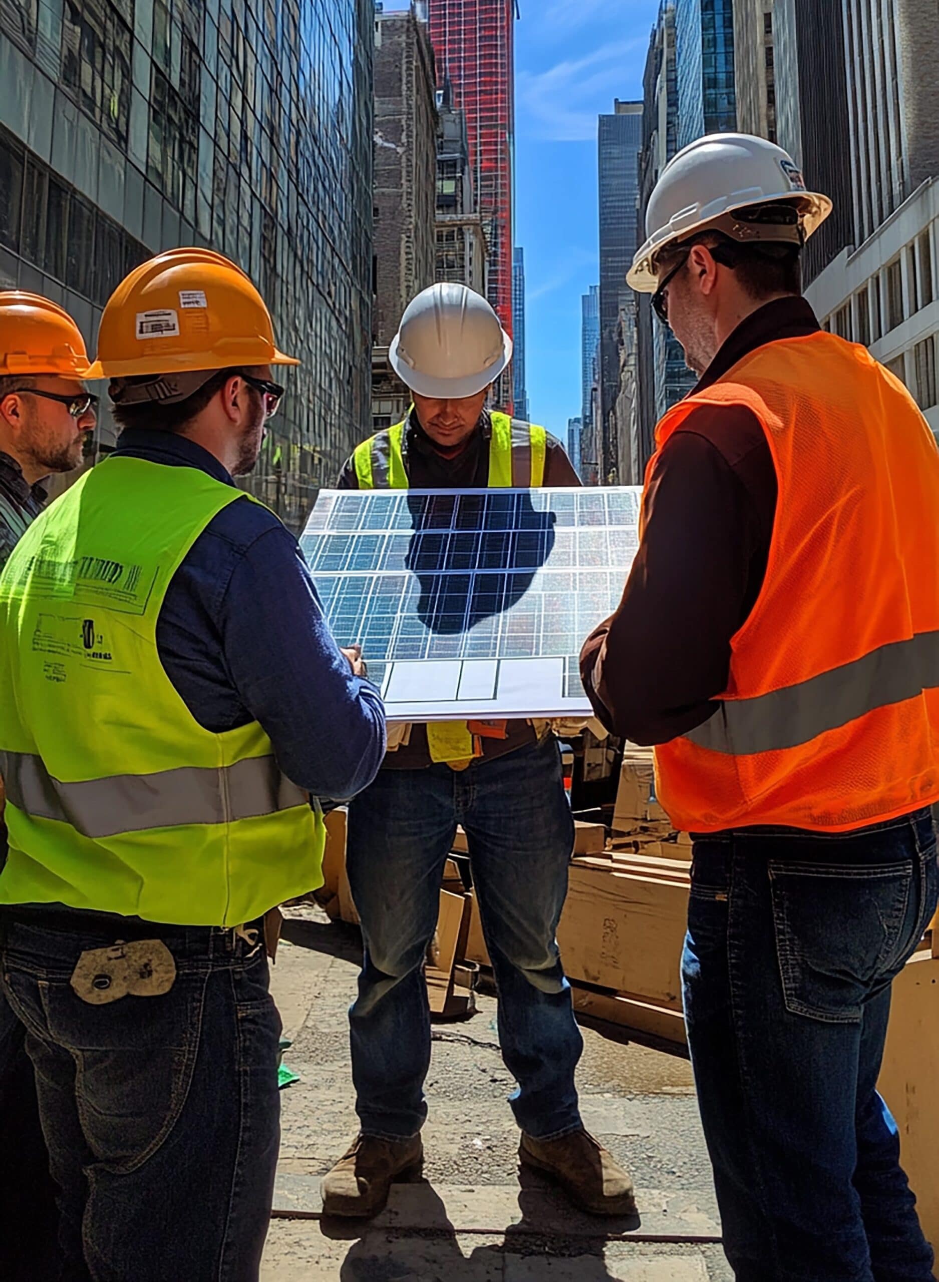 Commercial general contractors reviewing blueprints in Seattle WA – Alta Group Construction