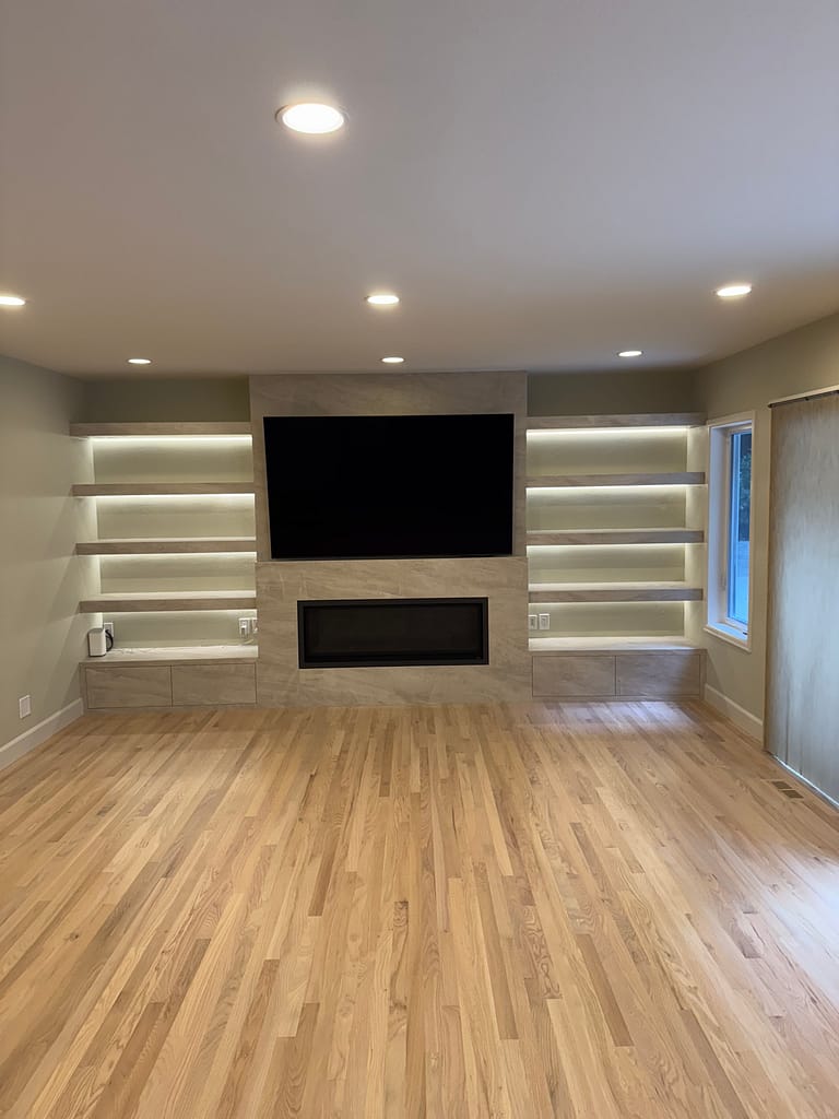 after the fireplace remodel in bellevue