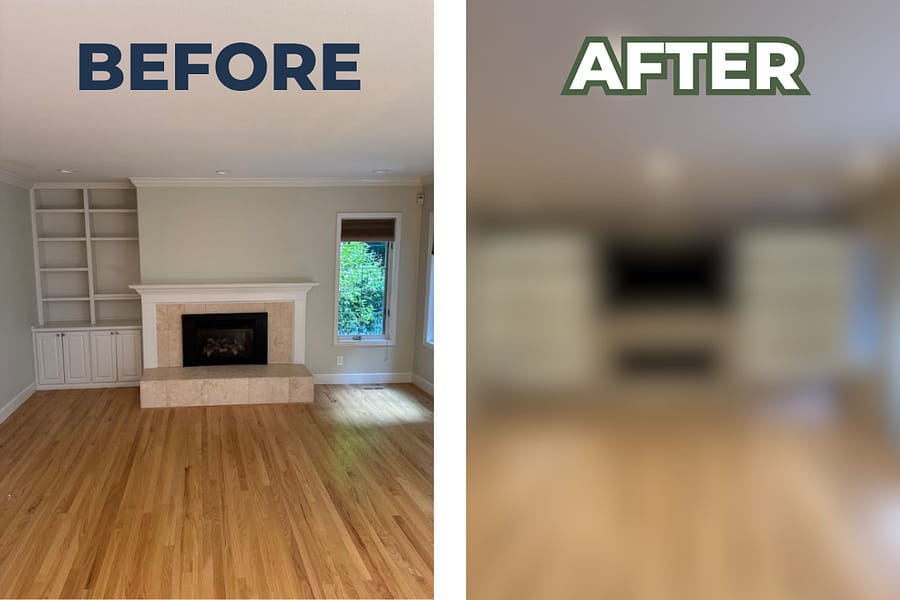 before and after fireplace remodel in Bellevue